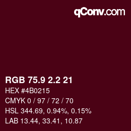 Color code: RGB 75.9 2.2 21 | qconv.com