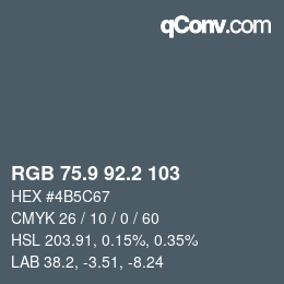 Color code: RGB 75.9 92.2 103 | qconv.com