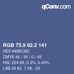カラーコード: RGB 75.9 92.2 141 | qconv.com