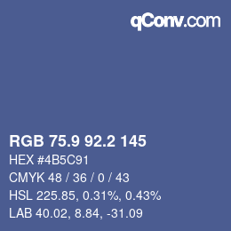 Color code: RGB 75.9 92.2 145 | qconv.com