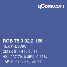 カラーコード: RGB 75.9 92.2 156 | qconv.com
