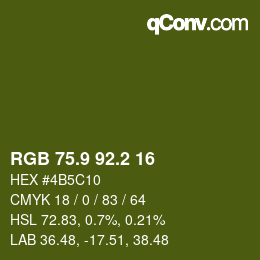 カラーコード: RGB 75.9 92.2 16 | qconv.com