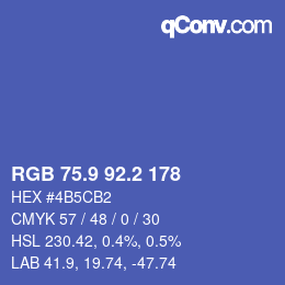 カラーコード: RGB 75.9 92.2 178 | qconv.com