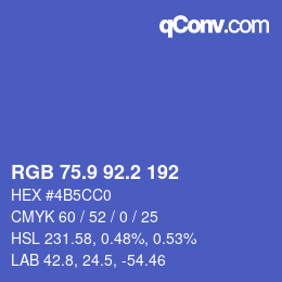 カラーコード: RGB 75.9 92.2 192 | qconv.com