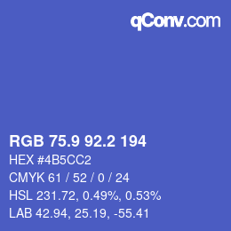 カラーコード: RGB 75.9 92.2 194 | qconv.com