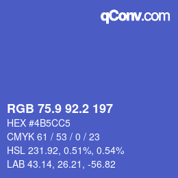 カラーコード: RGB 75.9 92.2 197 | qconv.com