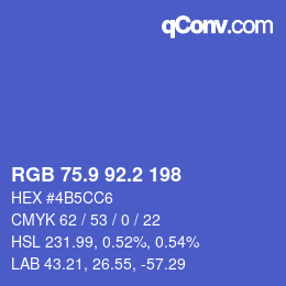 カラーコード: RGB 75.9 92.2 198 | qconv.com