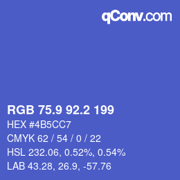 カラーコード: RGB 75.9 92.2 199 | qconv.com