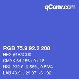 カラーコード: RGB 75.9 92.2 208 | qconv.com