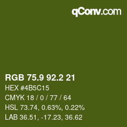 カラーコード: RGB 75.9 92.2 21 | qconv.com