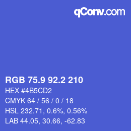 カラーコード: RGB 75.9 92.2 210 | qconv.com