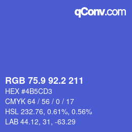 カラーコード: RGB 75.9 92.2 211 | qconv.com