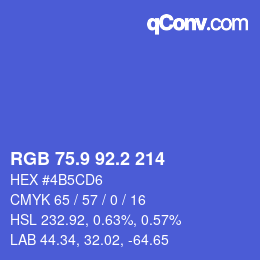 カラーコード: RGB 75.9 92.2 214 | qconv.com
