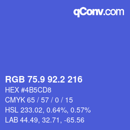 カラーコード: RGB 75.9 92.2 216 | qconv.com