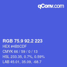 カラーコード: RGB 75.9 92.2 223 | qconv.com