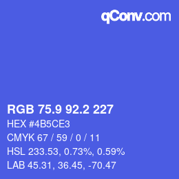 カラーコード: RGB 75.9 92.2 227 | qconv.com