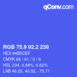 カラーコード: RGB 75.9 92.2 239 | qconv.com