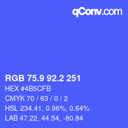 カラーコード: RGB 75.9 92.2 251 | qconv.com