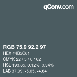 Color code: RGB 75.9 92.2 97 | qconv.com