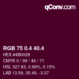 カラーコード: RGB 75 0.4 40.4 | qconv.com