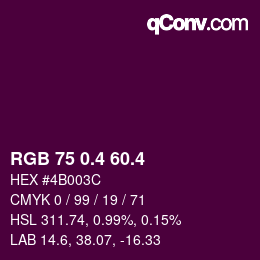 カラーコード: RGB 75 0.4 60.4 | qconv.com