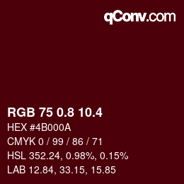 カラーコード: RGB 75 0.8 10.4 | qconv.com