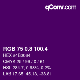 カラーコード: RGB 75 0.8 100.4 | qconv.com