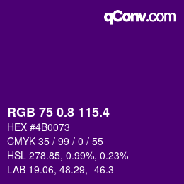 カラーコード: RGB 75 0.8 115.4 | qconv.com