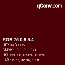 カラーコード: RGB 75 0.8 5.4 | qconv.com
