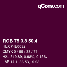 カラーコード: RGB 75 0.8 50.4 | qconv.com