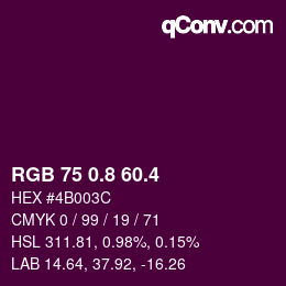 カラーコード: RGB 75 0.8 60.4 | qconv.com