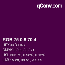 カラーコード: RGB 75 0.8 70.4 | qconv.com
