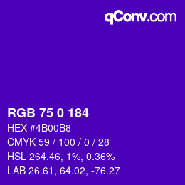 Color code: RGB 75 0 184 | qconv.com