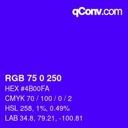 Color code: RGB 75 0 250 | qconv.com