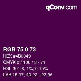 颜色代码: RGB 75 0 73 | qconv.com