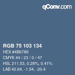 Color code: RGB 75 103 134 | qconv.com