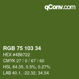 カラーコード: RGB 75 103 34 | qconv.com