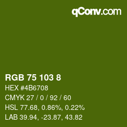 カラーコード: RGB 75 103 8 | qconv.com
