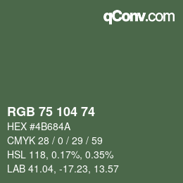 Color code: RGB 75 104 74 | qconv.com
