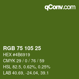 Color code: RGB 75 105 25 | qconv.com
