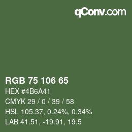 Farbcode: RGB 75 106 65 | qconv.com