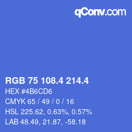 カラーコード: RGB 75 108.4 214.4 | qconv.com