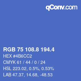 カラーコード: RGB 75 108.8 194.4 | qconv.com