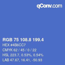 カラーコード: RGB 75 108.8 199.4 | qconv.com