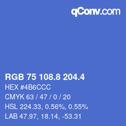カラーコード: RGB 75 108.8 204.4 | qconv.com