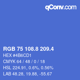 カラーコード: RGB 75 108.8 209.4 | qconv.com
