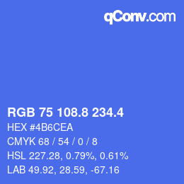 カラーコード: RGB 75 108.8 234.4 | qconv.com