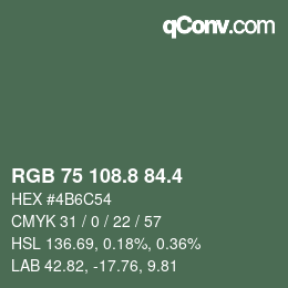 カラーコード: RGB 75 108.8 84.4 | qconv.com