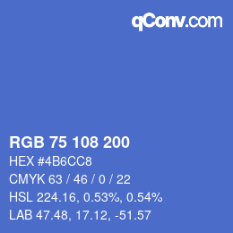 カラーコード: RGB 75 108 200 | qconv.com