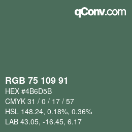 颜色代码: RGB 75 109 91 | qconv.com